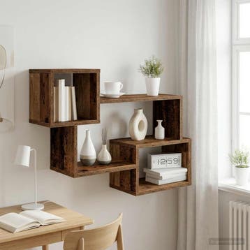 vidaXL Drijvende plank Muurmontage Oud hout 87 x 20 x 55 cm, Verzenden, Nieuw
