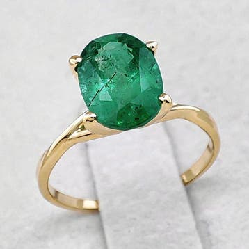 Ring - 14 karaat Geel goud, Zambia - 2.60ct. tw. Smaragd -, Nieuw