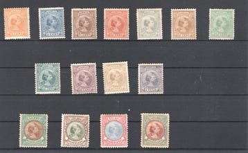 Nederland 1891/1896 - Wilhelmina hangend haar - NVPH 34/44 &, Postzegels en Munten, Gestempeld