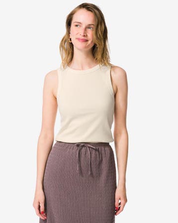 HEMA Dames singlet Dania rib gebroken wit, Verzenden, Nieuw