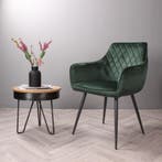 Eetkamerstoel met armleuning | Velvet | Groen | DS4U Ravi, Huis en Inrichting, Stoelen, Ophalen of Verzenden, Nieuw