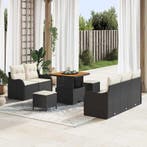 vidaXL Tuinbankenset met kussen 8 pcs Zwart poly rattan, Verzenden, Nieuw, Rotan, 8 zitplaatsen