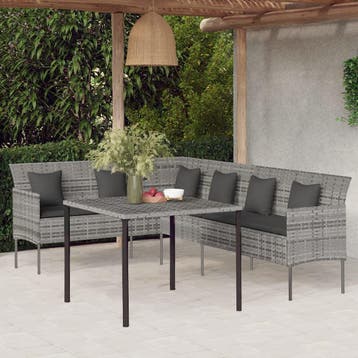 vidaXL 2-delige Tuinset met kussens poly rattan grijs, Verzenden, Nieuw, 2 zitplaatsen, Tuinset