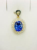 Hanger - 14 karaat Geel goud - 3.84ct. tw. Tanzaniet -