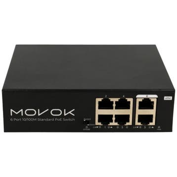 Movok 6 Poorts PoE Switch, 100Mb, 250m PoE, Computers en Software, Netwerk switches, Ophalen of Verzenden, Nieuw