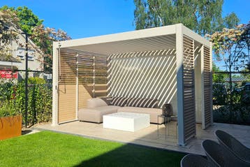 Lamellen overkapping - 4x3 m. - Aluminium - Zand - Move, Verzenden, Nieuw