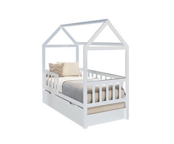 Huisjesbed 160x80 | Wit Vurenhout | Nieuw | Scherpe Prijs, Nieuw, 70 tot 85 cm, Ophalen of Verzenden, Hoogslaper of Stapelbed