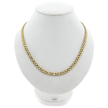 Bicolor gouden panterschakel ketting, Sieraden, Tassen en Uiterlijk, Kettingen, Ophalen of Verzenden, Gebruikt, Goud, Goud