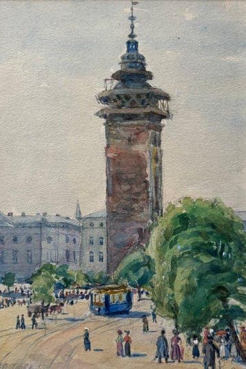 Oskar Laske (1874–1951) - Stadsgezicht Warschau, Antiek en Kunst, Kunst | Schilderijen | Klassiek