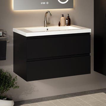 2dekans | Mirlux Badkamermeubel Mat Zwart 80 cm - Wastafel, Huis en Inrichting, Ophalen of Verzenden, Zo goed als nieuw