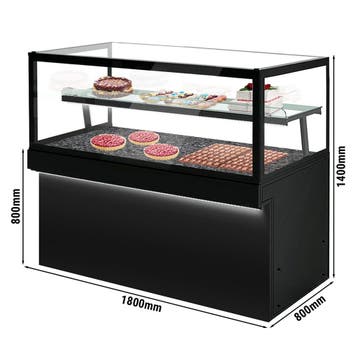 GGM Gastro | Gebaksvitrine TORONTO - 1800x800mm - zwart - |, Verzenden, Nieuw in verpakking