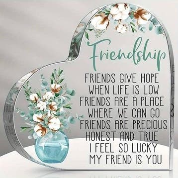 Hart van epoxy met bloem en decoratie friendship 10*1 cm, Ophalen of Verzenden, Nieuw