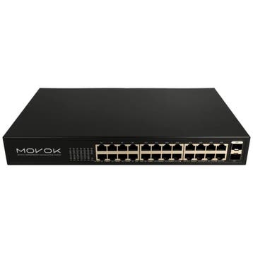 Movok 26 Poorts PoE Gigabit Switch, 24x PoE, 2x, Ophalen of Verzenden, Nieuw