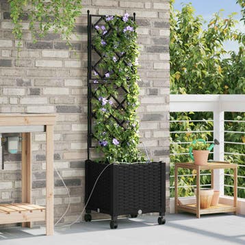 vidaXL Tuin Pot met Irrigatie en Wielen Zwart 40 x 40 x 148, Verzenden, Nieuw, Minder dan 60 cm, 60 cm of meer