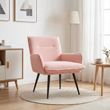 vidaXL Fauteuil Roze Bouclé, Verzenden, Nieuw