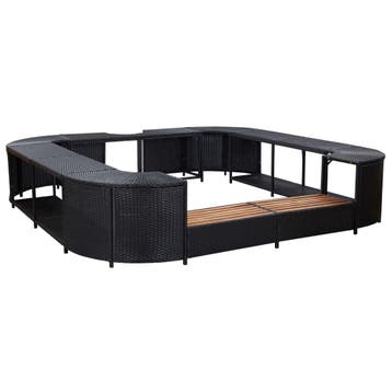 vidaXL Spa-ombouw vierkant 268x268x55 cm poly rattan zwart, Verzenden, Nieuw