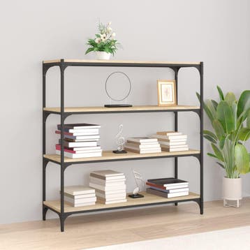 vidaXL Boekenkast 100x33x100 cm bewerkt hout en staal sonoma, Huis en Inrichting, Minder dan 50 cm, Verzenden, 100 tot 150 cm