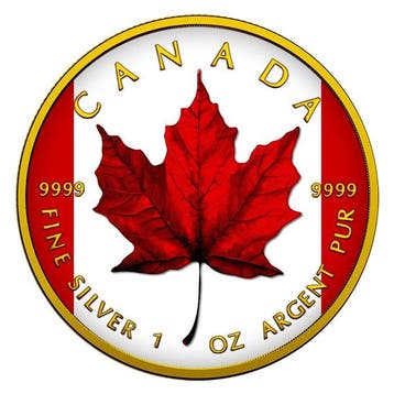 Canada. 5 Dollars 2025 - Maple Real Leaf Canada Flag 24k