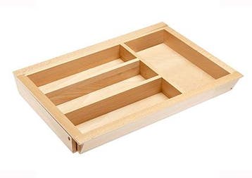 Verstelbare houten bestekbak, 424 mm diep, Nieuw