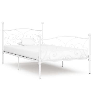 vidaXL Bedframe met lattenbodem metaal wit 90x200 cm, 90 cm, Eenpersoons, Verzenden, Wit