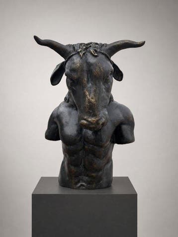 sculptuur, Asterione il Minotauro - 41 cm - Gips