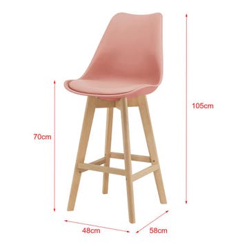 Barkruk set van 6 kunstleer en beuken 105x48x58 cm roze, Verzenden, Nieuw