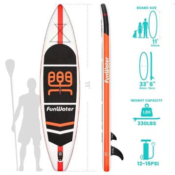 Sup Board - Opblaasbaar Paddle Board - 110 kg - Zwart/Wit/Or, Verzenden, Zo goed als nieuw