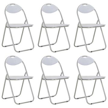 vidaXL Klapstoelen 6 stuks wit kunstleer, Huis en Inrichting, Stoelen, Verzenden, Nieuw, Wit
