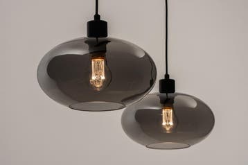 Rietveld Hanglampen - Zwart, Grijs - Glas, Metaal, Verzenden, Nieuw