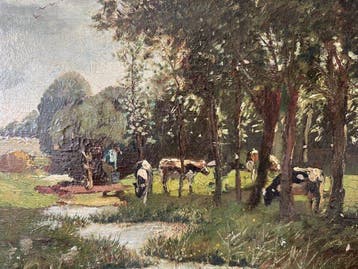 Geo Poggenbeek (1853-1903) - Landschap met grazende koeien