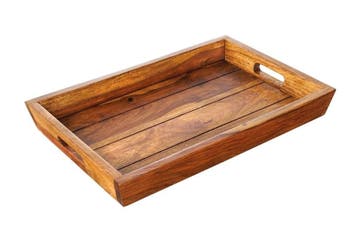 Decoratief dienblad MAKASSAR 45 cm massief houten, Ophalen of Verzenden, Nieuw