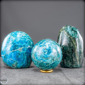 Apatit-Set – Blaue & Groene apatietvormen uit natuursteen-