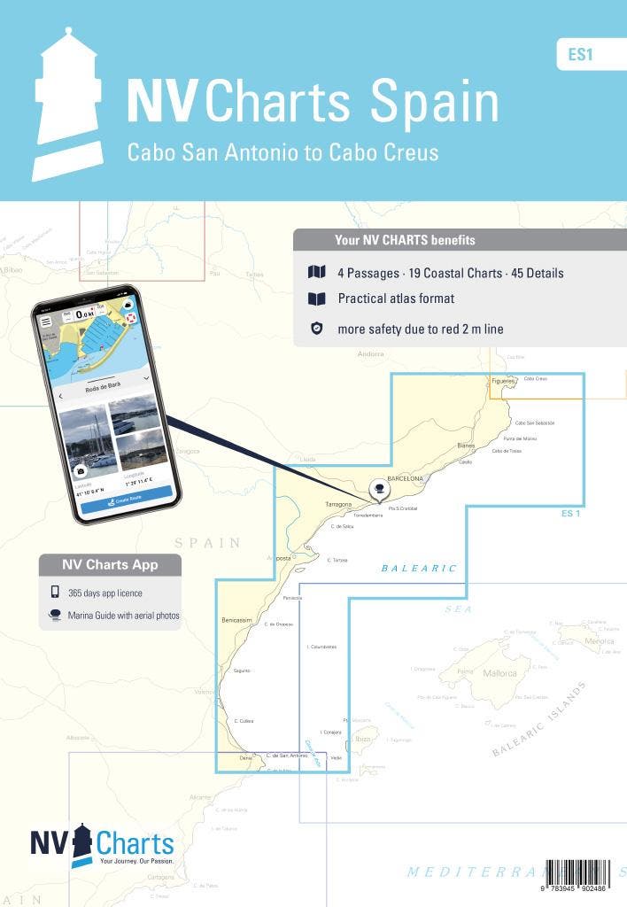 NV Charts  Spanje - ES 1 - Cabo San Antonio naar Cabo Creus, Watersport en Boten, Accessoires en Onderhoud, Nieuw, Ophalen of Verzenden