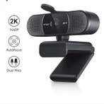 2K Webcam met Autofocus en Dual Mic – 1080P 60fps USB, Computers en Software, Webcams, Verzenden, Nieuw