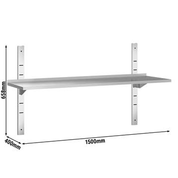 GGM Gastro | RVS wandplank PREMIUM - 1500x400mm | WBK154 |, Verzenden, Nieuw in verpakking, RVS Meubilair