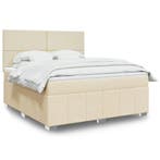 vidaXL Boxspring met matras stof crèmekleurig 180x200 cm, Eenpersoons, Verzenden, Nieuw, 80 cm