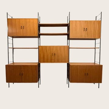 Vintage modulair wandmeubel in stijl van Nisse Strinning – 2, Huis en Inrichting, Ophalen of Verzenden, Gebruikt