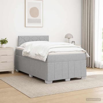 vidaXL Boxspringbed met matras Lichtgrijs 120 x 190 cm Stof, Verzenden, Nieuw, Twijfelaar, Stof