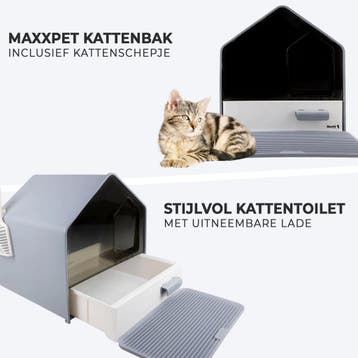 MaxxPet Kattenbak 46x41x46cm - Grijs (Katten toebehoren), Dieren en Toebehoren, Verzenden, Nieuw