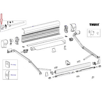 Thule 8000 Eindkap vaste bak links 220V Antraciet, Nieuw