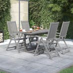 vidaXL 5-delige Eethoek massief acaciahout, Tuin en Terras, Verzenden, Nieuw, Hardhout, 4 zitplaatsen