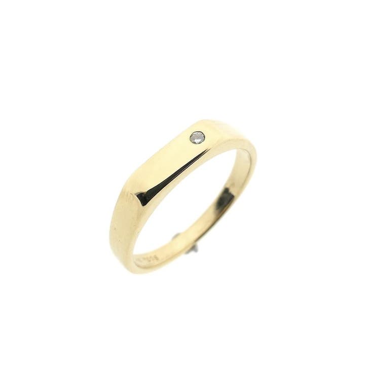 Gouden Jeunesse pinkring met diamant; 0,015 ct., Sieraden, Tassen en Uiterlijk, Ringen, Heer, Met edelsteen, Goud, 17 tot 18, Gebruikt