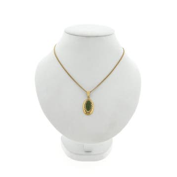 Gouden hanger met Jade (Hanger of bedel), Ophalen of Verzenden, Gebruikt, Goud, Overige merken