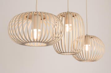 Rietveld Hanglampen - Beige, Zand - Metaal, Verzenden, Nieuw