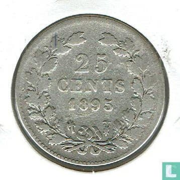 Nederland 25 cents 1895 (type 2), Postzegels en Munten, Munten | Nederland, Verzenden, 5 cent, Losse munt, Goud