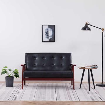 vidaXL Tweezitsbank kunstleer zwart, Huis en Inrichting, Verzenden, Leer, Minder dan 150 cm, Nieuw