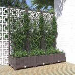 vidaXL Plantenbak met trellis bruin 120x40x121,5 cm PP, Tuin en Terras, Verzenden, Nieuw, Kunststof, 100 cm of meer