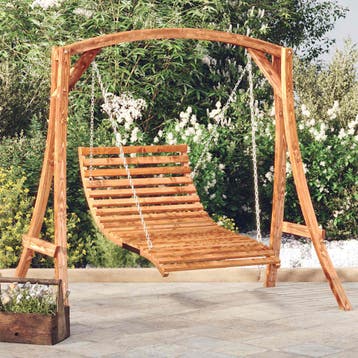 vidaXL Schommelbed vurenhout met teak afwerking, Verzenden, Nieuw, Hout