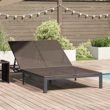 vidaXL Ligstoel poly rattan Bruin, Tuin en Terras, Verzenden, Nieuw