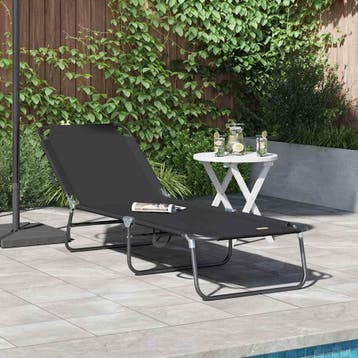 vidaXL Opvouwbare zonnebed Zwart 188 x 57 x 86,5 cm, Tuin en Terras, Verzenden, Nieuw